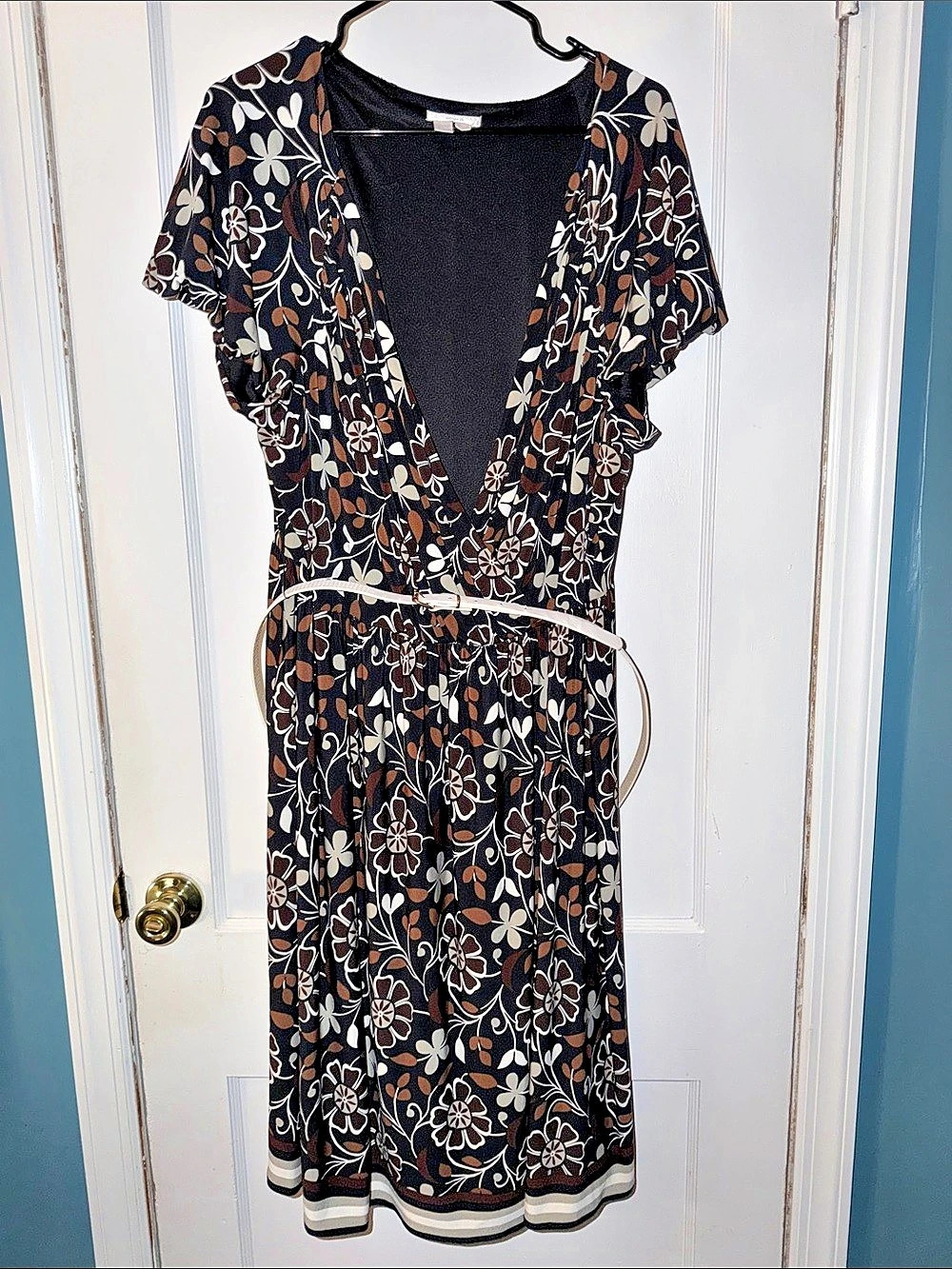London Times Floral Maxi Dress Black & Brown Size 20W Like New
